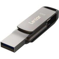 LEXAR JumpDrive D400 Dual USB Type-C & Type-A USB 3.1 Memory Stick - 64 GB, Silver, Silver/Grey