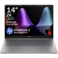HP OmniBook 3 NGAI 14" Laptop - Snapdragon X, 512 GB SSD, Silver, Silver/Grey