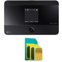 Tp-Link M7350 4G LTE Mobile WiFi & Pay As You Go SIM Card Bundle - 120 GB Data, Black