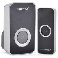 LLOYTRON Mip3 200M Plug In Wireless Doorbell Kit - Battery, Black, Black