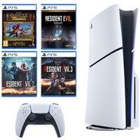 Sony PlayStation 5, Resident Evil 2 Remake, Resident Evil 3 Remake, Harry Potter (Deluxe Edition) & Resident Evil 7 (Gold Edition) Bundle, White