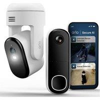 ARLO Essential 3 2K HD Indoor & Outdoor Doorbell Kit with WiFi Security Camera - Black & White, White,Black