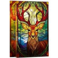 PREMIER Stag Stained Glass LED Light Decoration - 21 cm