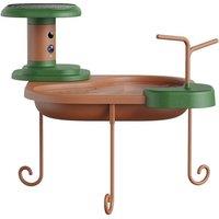BIRDFY Jolly V Lite Smart Bird Bath with Camera & Solar Panel, Green,Brown