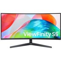 SAMSUNG ViewFinity S5 Ultra-Wide Quad HD 34" Curved VA LED Monitor - Black, Black