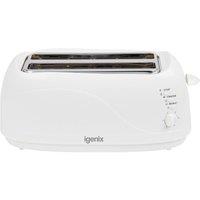 Igenix IGT0420W Long-Slot 4-Slice Toaster - White, White