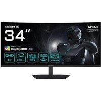 Gigabyte G34WQC2 Wide Quad HD 34" Curved LED Gaming Monitor - Black, Black