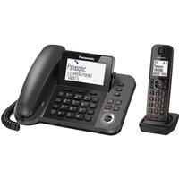 PANASONIC KX-TGF320EM Corded & Cordless Phone Combo - Twin Handsets, Black, Black