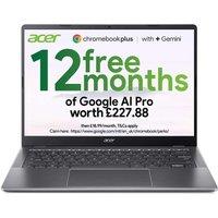 ACER 514 14" Chromebook Plus - Intel Core 3, 128 GB eMMC, Grey, Silver/Grey