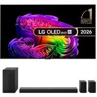 65" Lg G6 OLED AI 4K HDR Smart TV 2026 (Wall Mount Version) (OLED65G64LW) & US70TR 5.1.1 Wireless Sound Bar Bundle, Silver/Grey
