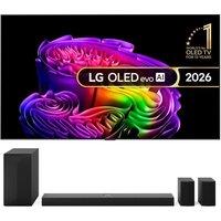 55" Lg G6 OLED AI 4K HDR Smart TV 2026 (Wall Mount Version) (OLED55G64LW) & US70TR 5.1.1 Wireless Sound Bar Bundle, Silver/Grey