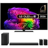 55" Lg G6 OLED AI 4K HDR Smart TV 2026 (Stand Version) - OLED55G66LS & US70TR 5.1.1 Wireless Sound Bar with Dolby Atmos Bundle, Silver/Grey