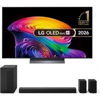 55" Lg C6 OLED AI 4K HDR Smart TV 2026 (OLED55C64LA) & US60TR 5.1 Wireless Sound Bar Bundle, Silver/Grey