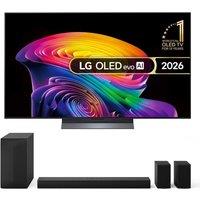 55" Lg C6 OLED55C66LB OLED evo AI 4K HDR Smart TV 2026 & US60TR 5.1 Wireless Sound Bar Bundle, Silver/Grey