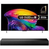 42" Lg C6 OLED AI 4K HDR Smart TV 2026 (OLED42C64LA) & US20A 2.0 Compact Sound Bar Bundle, Silver/Grey