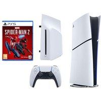 Sony PlayStation 5 Digital Edition, Marvel's Spider-Man 2 (PS5) & Disc Drive Bundle, White