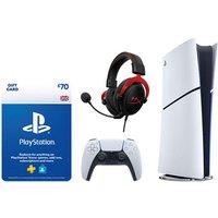 Sony PlayStation 5 Digital Edition + Cloud II Pro Gaming Headset + Gift Card Bundle, White