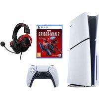 Sony PlayStation 5, HYPERX Cloud II Pro 7.1 Gaming Headset & Marvel's Spider-Man 2 PS5 Bundle, White