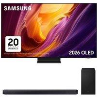 77 Samsung S95H OLED Glare Free 4K Vision AI Smart TV & HW-Q600H/XU 3.1.2 Wireless Sound Bar Bundle, Black