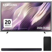 77" Samsung S99H OLED Glare Free & Art Mode 4K Vision AI Smart TV 2026 & HW-Q600H/XU 3.1.2 Wireless Sound Bar Bundle, Black