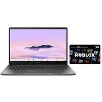 Asus Chromebook Plus CX14 14 (Intel Core 3, 256 GB eMMC, Grey) & Digital Gift Card (£20) Bundle, Silver/Grey