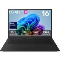 LG gram 16 16" Laptop, Copilot PC - Intel Core Ultra 7, 512 GB SSD, Obsidian Black, Black