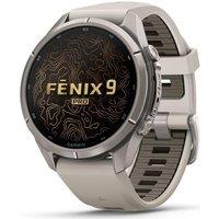 GARMIN fenix 9 Pro Smart Watch - Titanium with Fog Grey & Dark Sandstone Silicone Band, 43 mm, Silver/Grey