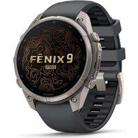 GARMIN fenix 9 Pro Smart Watch - Titanium with Graphite & Black Silicone Band, 47 mm, Black,Silver/Grey