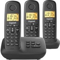 GIGASET Everyday 150A Cordless Phone - Triple Handsets, Black, Black