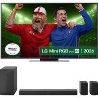 55" Lg MRGB88 Mini RGB AI 4K HDR Smart TV 2026 & US60TR 5.1 Wireless Sound Bar Bundle, Silver/Grey