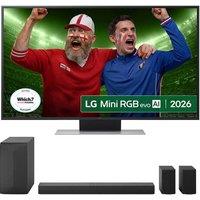 50" Lg MRGB88 Mini RGB AI 4K HDR Smart TV 2026 & US60TR 5.1 Wireless Sound Bar Bundle, Silver/Grey