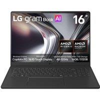 LG gram Book 16 16" Laptop, Copilot PC - AMD Ryzen AI 7, 512 GB SSD, Black, Black