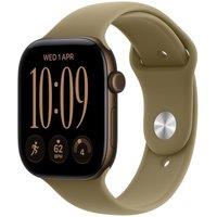 APPLE Watch Series 12 GPS Cellular 46mm Dark Bronze Aluminum Case with Olive Sport Band - M/L, Green,Brown