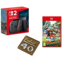 Nintendo Switch 2, Splatoon Raiders and Super Mario Bros (40th Anniversary Keychain) Bundle, Black