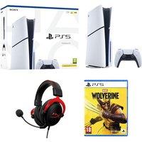 Sony PlayStation 5, Marvel's Wolverine PS5 & Cloud II Pro 7.1 Gaming Headset Bundle, White