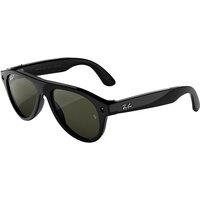 META RAY-BAN Aviator (Gen 3) AI Glasses - Shiny Black with Polarised Green Lenses