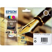EPSON Pen & Crossword T1626 Cyan, Magenta, Yellow & Black Ink Cartridges - Multipack, Black 