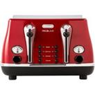 DELONGHI Micalite CTOM4003R 4-Slice Toaster - Red, Red