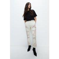 Kara Rose Real Leather Studded Kick Flare Trousers