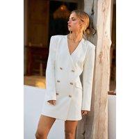 Premium Twill Button Detail Blazer Dress