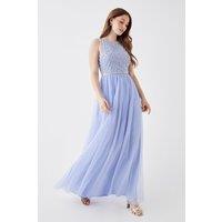 Debut London by Coast Mesh Midi Dress With Pearl & Sequin Bodice