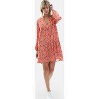 Short Paisley V-neck Dress Orange