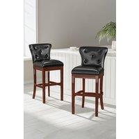 Set of 2 Tufted Faux Leather Bar Stools