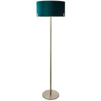 Hayfield Floor Lamp Matt Antique Brass Plate Green Velvet Shade