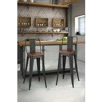 2Pcs Metal Frame High Chair Industrial Style Bar Stool