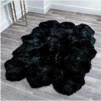 Sextuple Black Sheepskin Rug