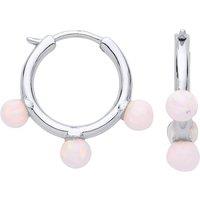 Silver Jewelco London Spherical Opal Lightbulb Hoop Drop Earrings 15mm