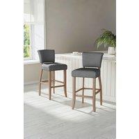 Set of 2 Linen Upholstered Bar Stool Kitchen Island High Chairs Pub Cafe Counter Seat with Footrest
