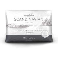 Snuggledown Scandinavian Duck Feather & Down Medium Support Pillow, Pack of 4