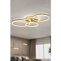 Golden Round LED Ceiling Light 5 Overlapping Circles Cool White Light